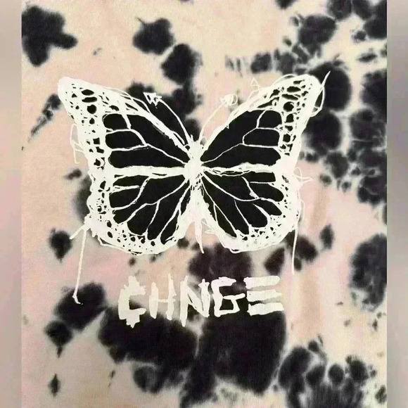CHNGE Tie Dye Butterfly Logo Crop Top Size Small - Picture 3 of 10